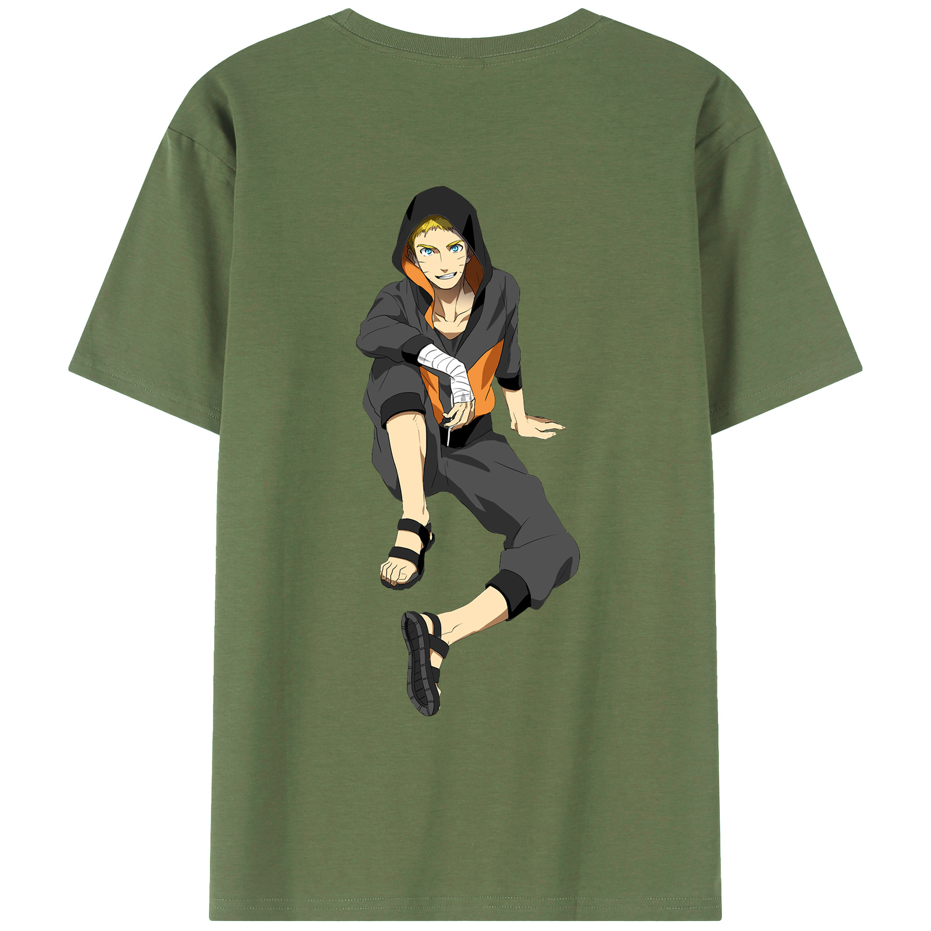 （画像用） NARUTO -ナルト- うずまき ナルト Uzumaki Naruto 綿100％ メンズ半袖Tシャツ（バックプリント） 通気性